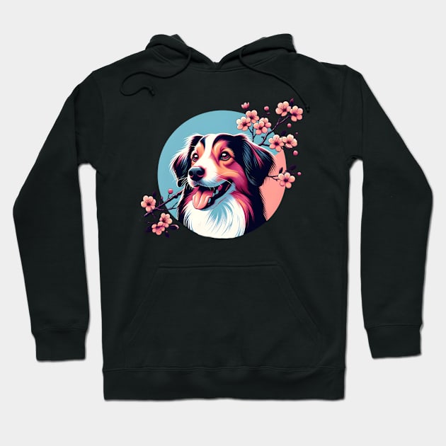 Nederlandse Kooikerhondje's Springtime Cherry Blossom Joy Hoodie by ArtRUs